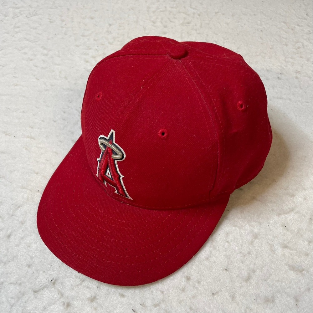 Los Angeles Angels MLB New Era 59FIFTY Baseball Cap Red Size 7 1/8 Fitted